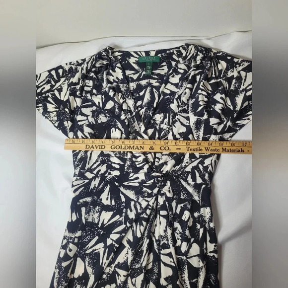 Lauren Ralph Lauren Abstract Faux Wrap Stretchy Knit Career Dress sz 4 - Picture 3 of 7